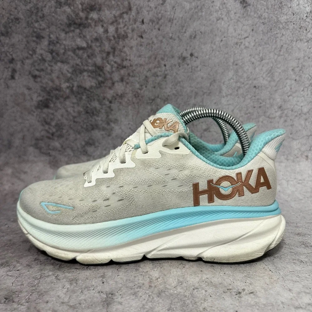 Hoka Clifton 9 Womens Size 8 Frost Rose Gold Running Shoes 1127896 FTRS Mesh